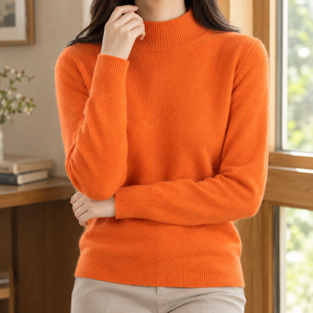 Griselda Mock Neck Sweater - Orange