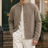 Caspian-Grey Segmented Knit Jacket - Khaki