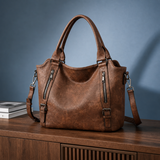 Tavelli Zip Detail Tote - Brown