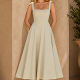 Celine Square Neck Dress - Beige