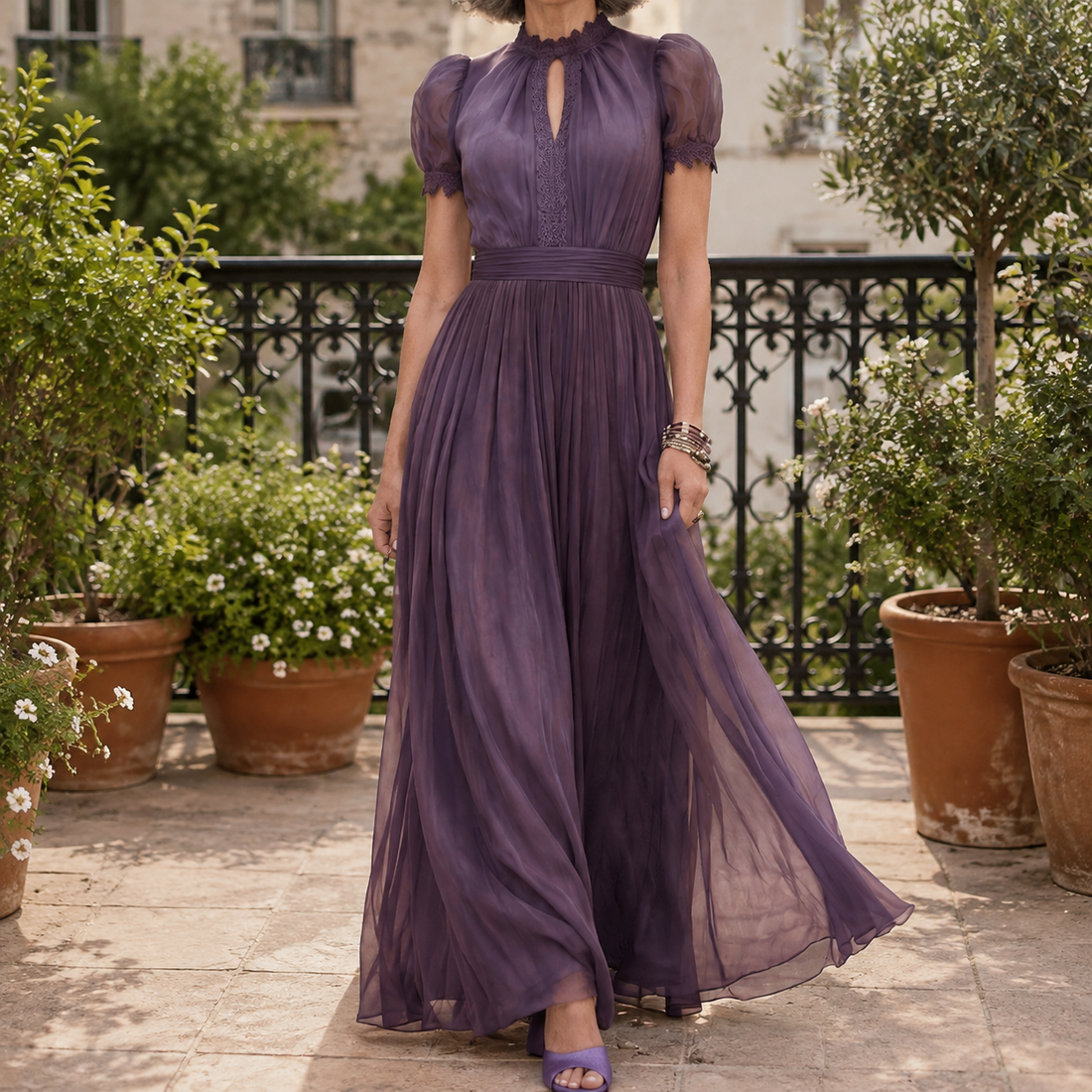 Carmen Keyhole Maxi Dress - Purple