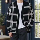 Norbert Plaid Cardigan - Black White