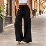 Yolande-Pearl Wide Leg Pants - Black