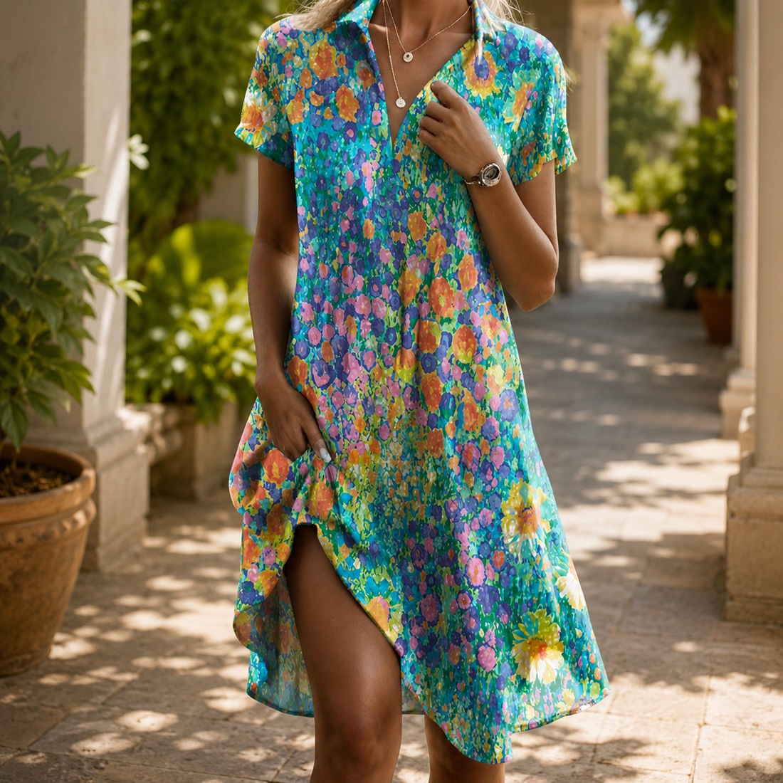 Aimee-Jane Boho Midi Dress - Multicolore