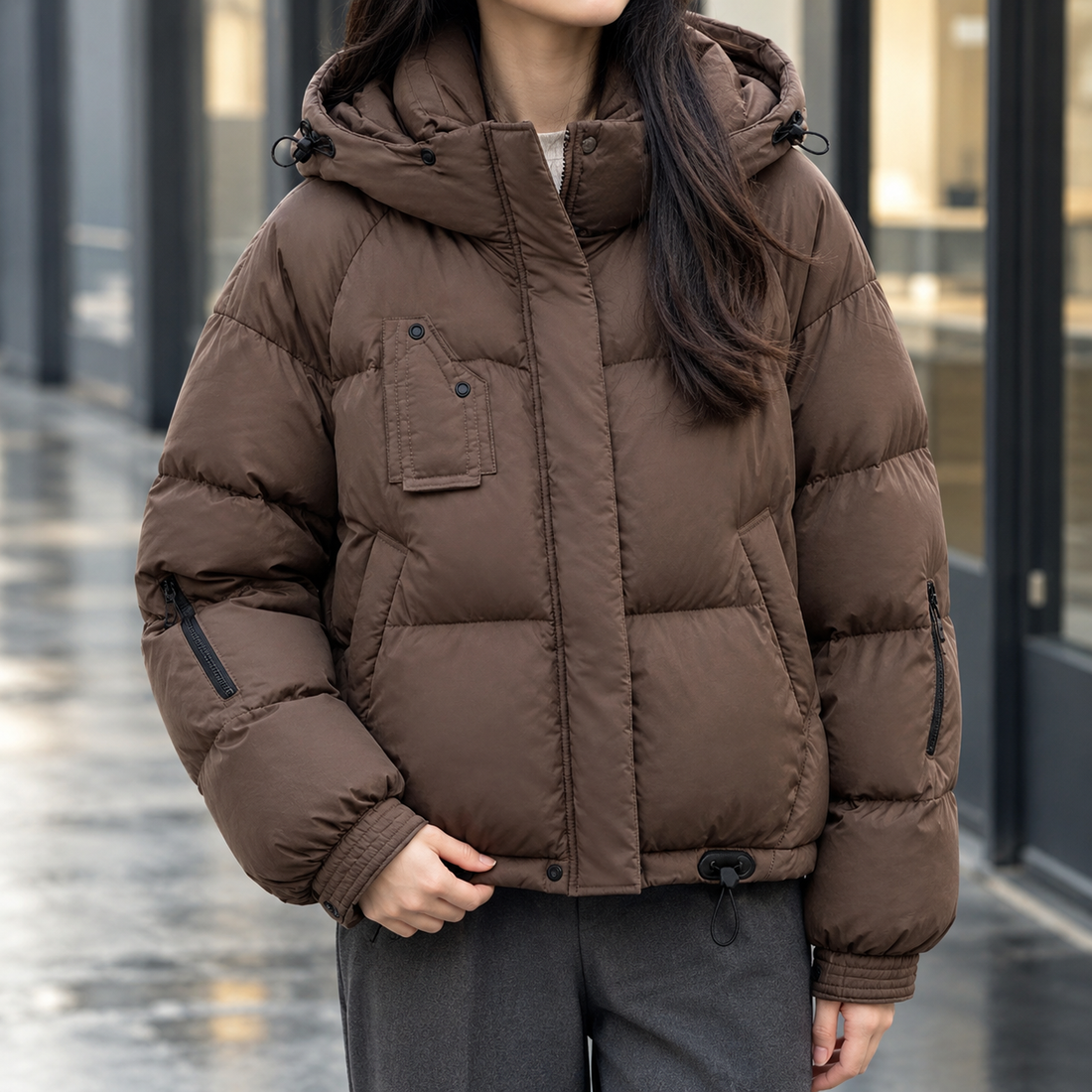 Erin Hooded Puffer Jacket - Starry Black