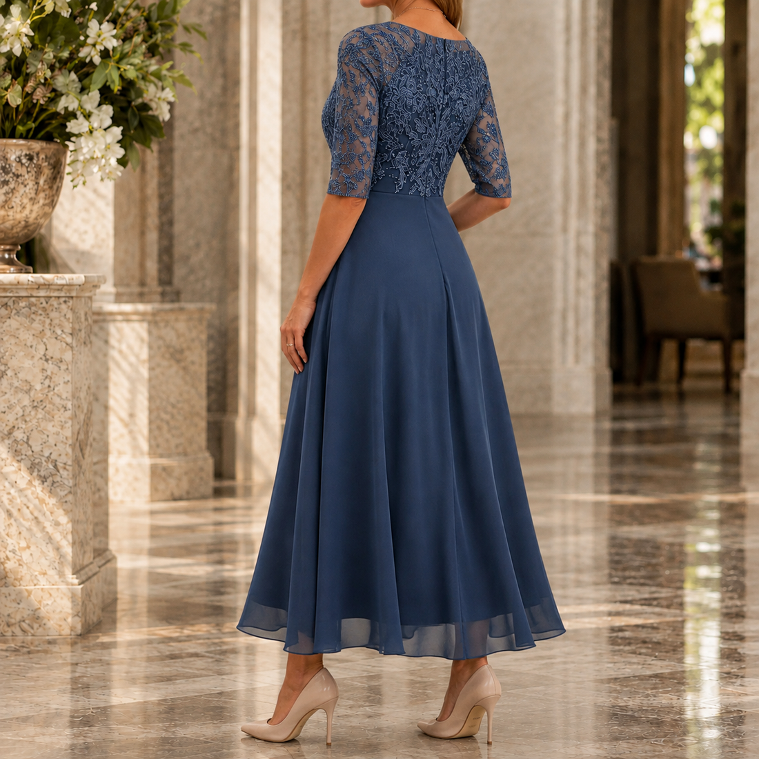 Maia Lace Midi Dress - Lead Alternate View