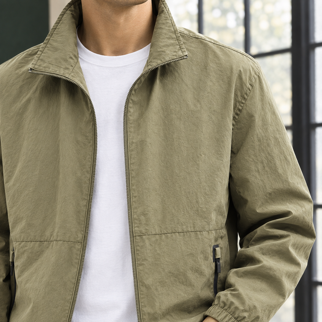 Christopher Stand Collar Jacket - Lead Product Detail