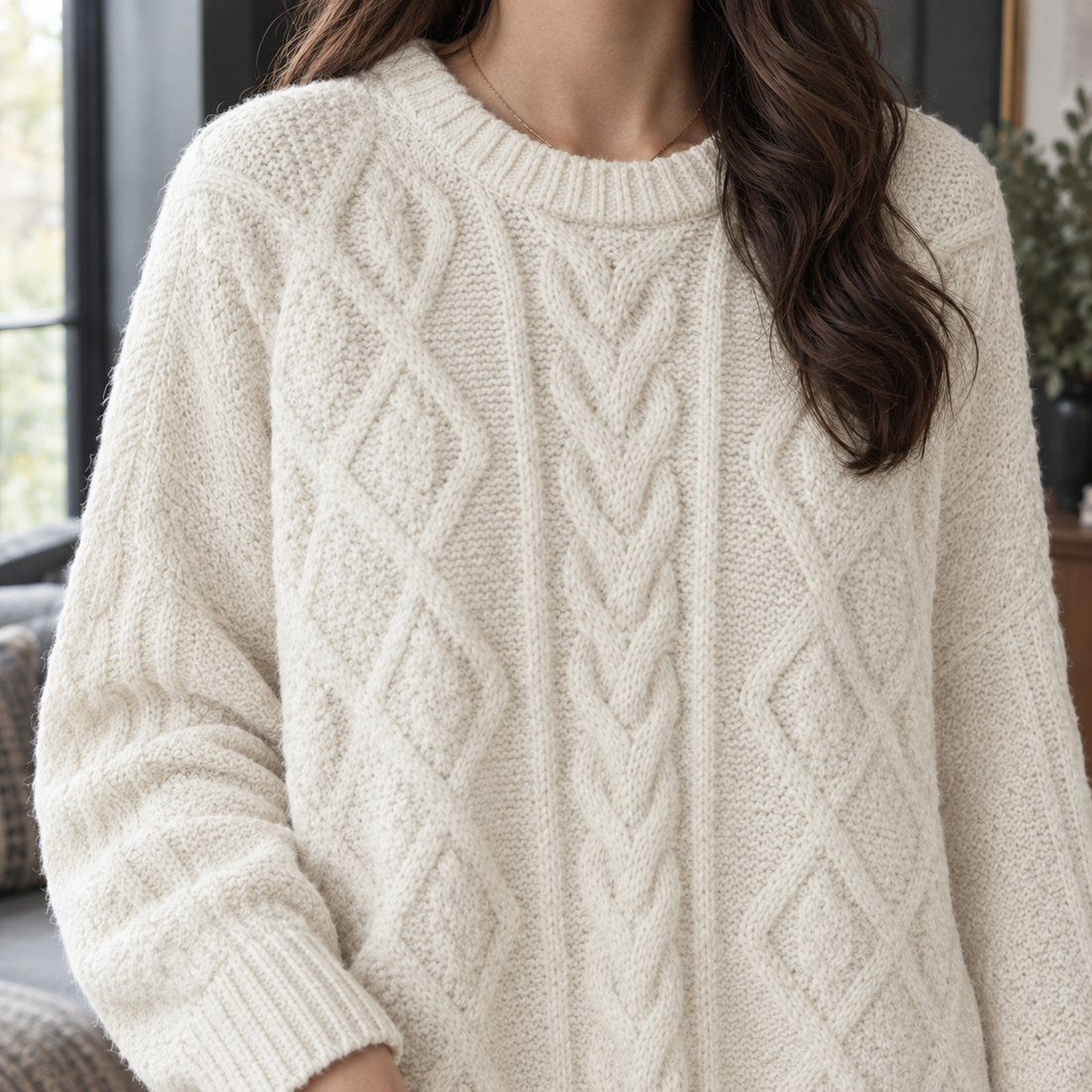 Ilaria-Sage Cable Sweater - Lead Product Detail
