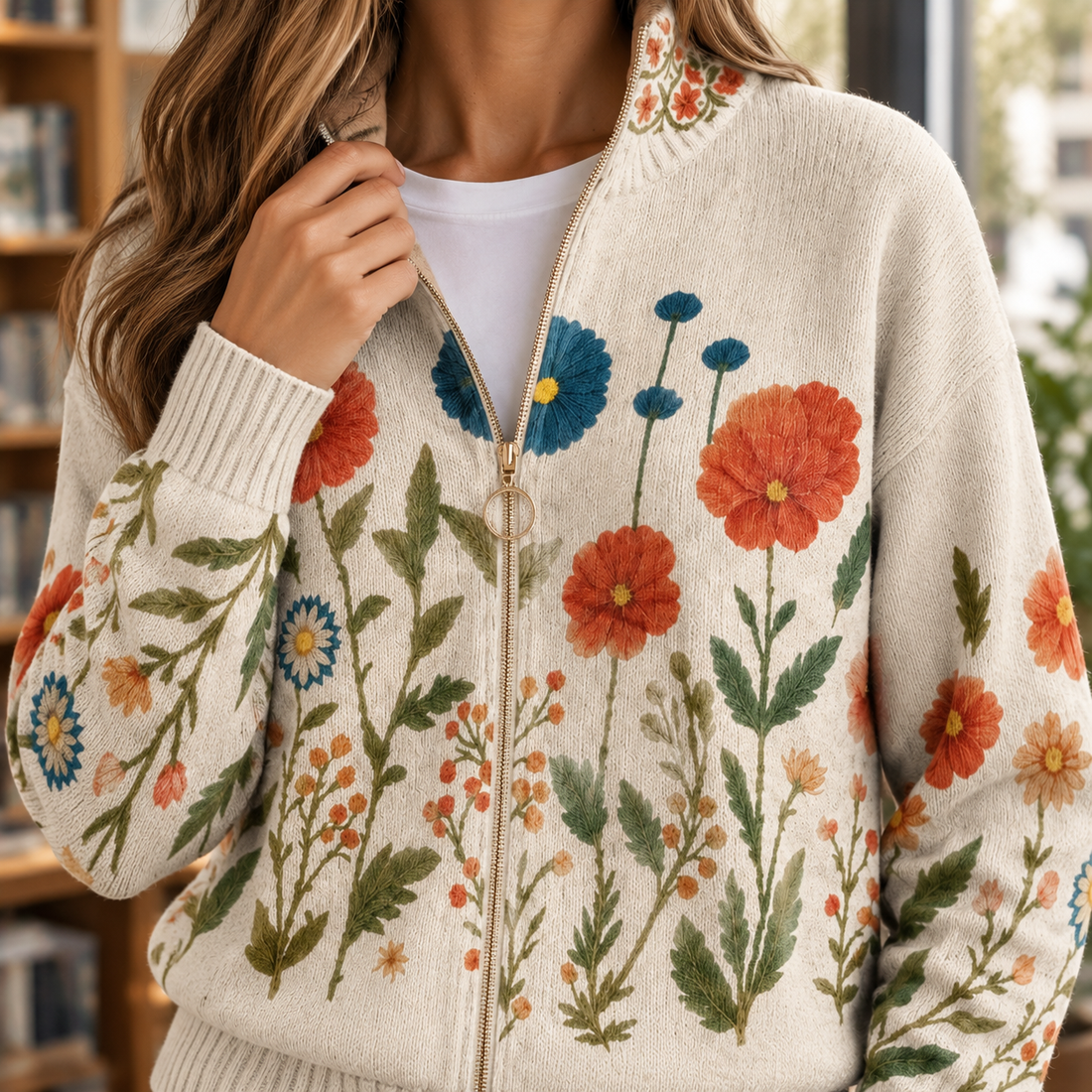 Nora-Louise Floral Zip Sweater - Lead Product Detail