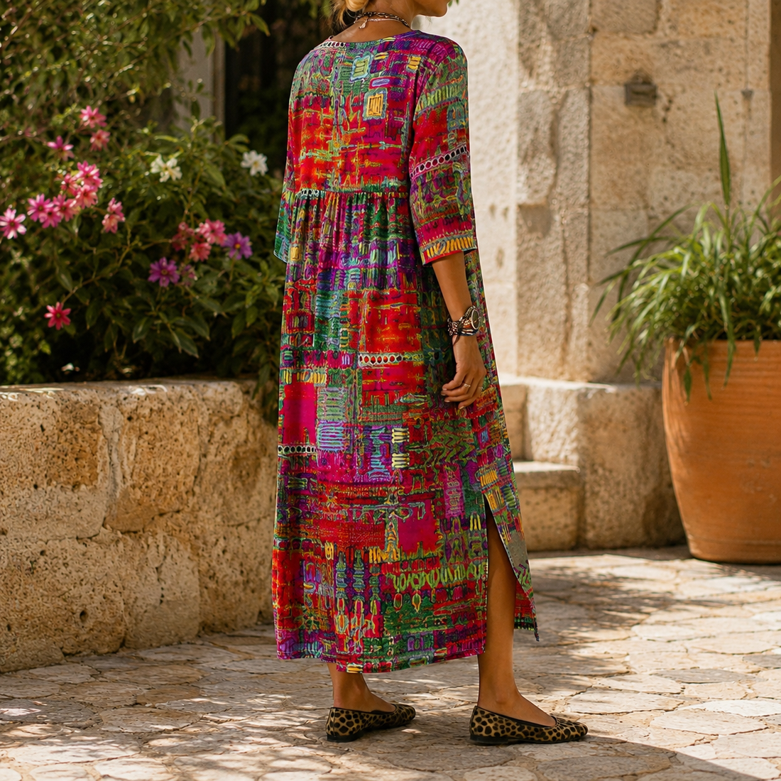 Ophelia Printed Maxi Dress - Lead Alternate View