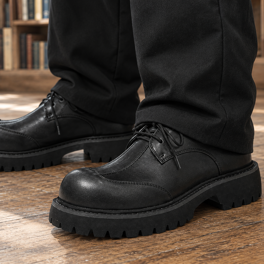 Zeno Chunky Derby Shoes - Lead Product Detail