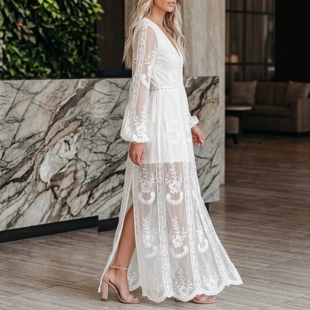 Willa Plunge Maxi Dress - Lead Alternate View