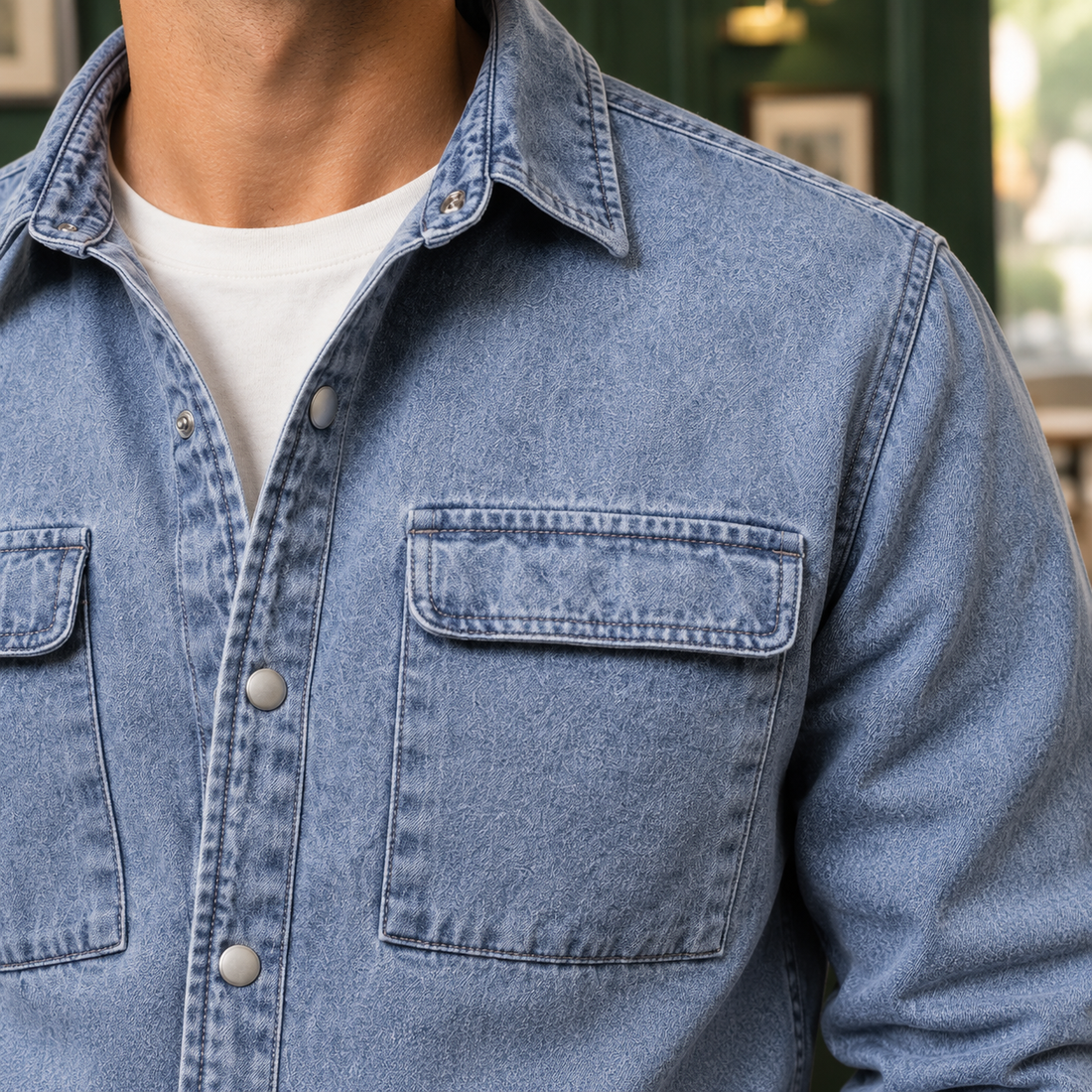 Mateo Denim Overshirt - Lead Product Detail