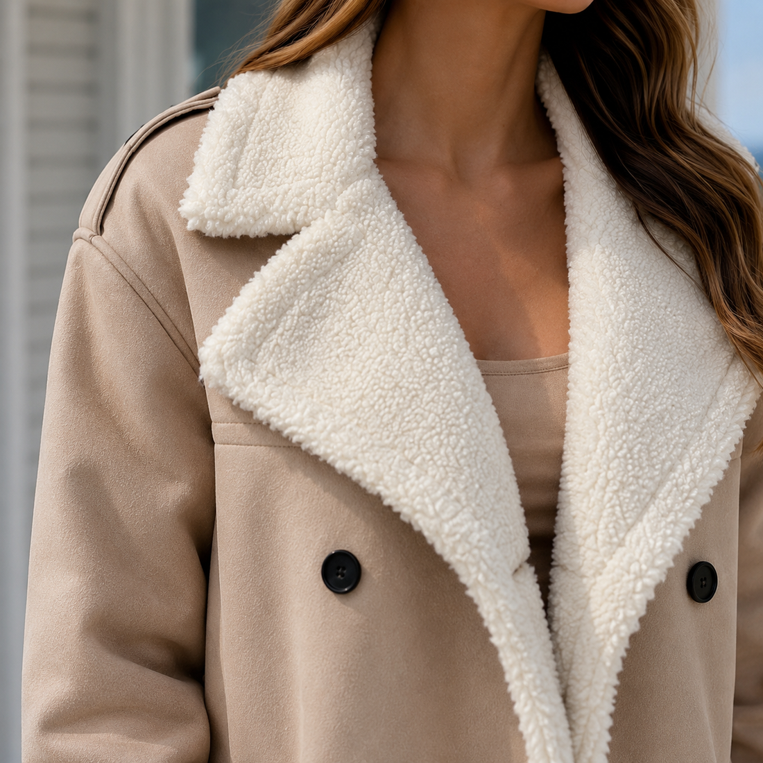 Soledad-Louise Contrast Trim Coat - Lead Product Detail