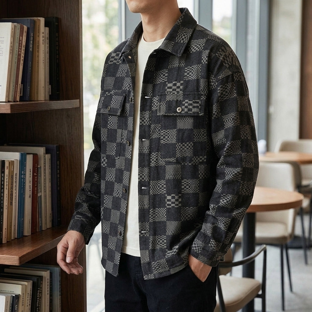 Magnus Patchwork Jacket - Lead Alternate View
