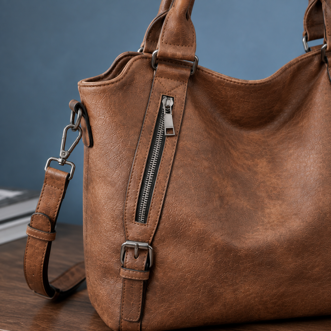Tavelli Zip Detail Tote - Lead Product Detail