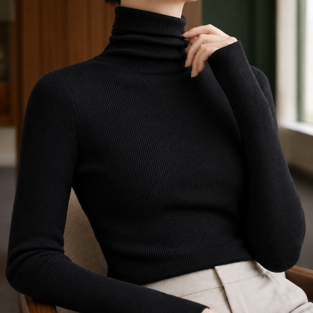 Tiffany Ribbed Turtleneck - Lead Product Detail
