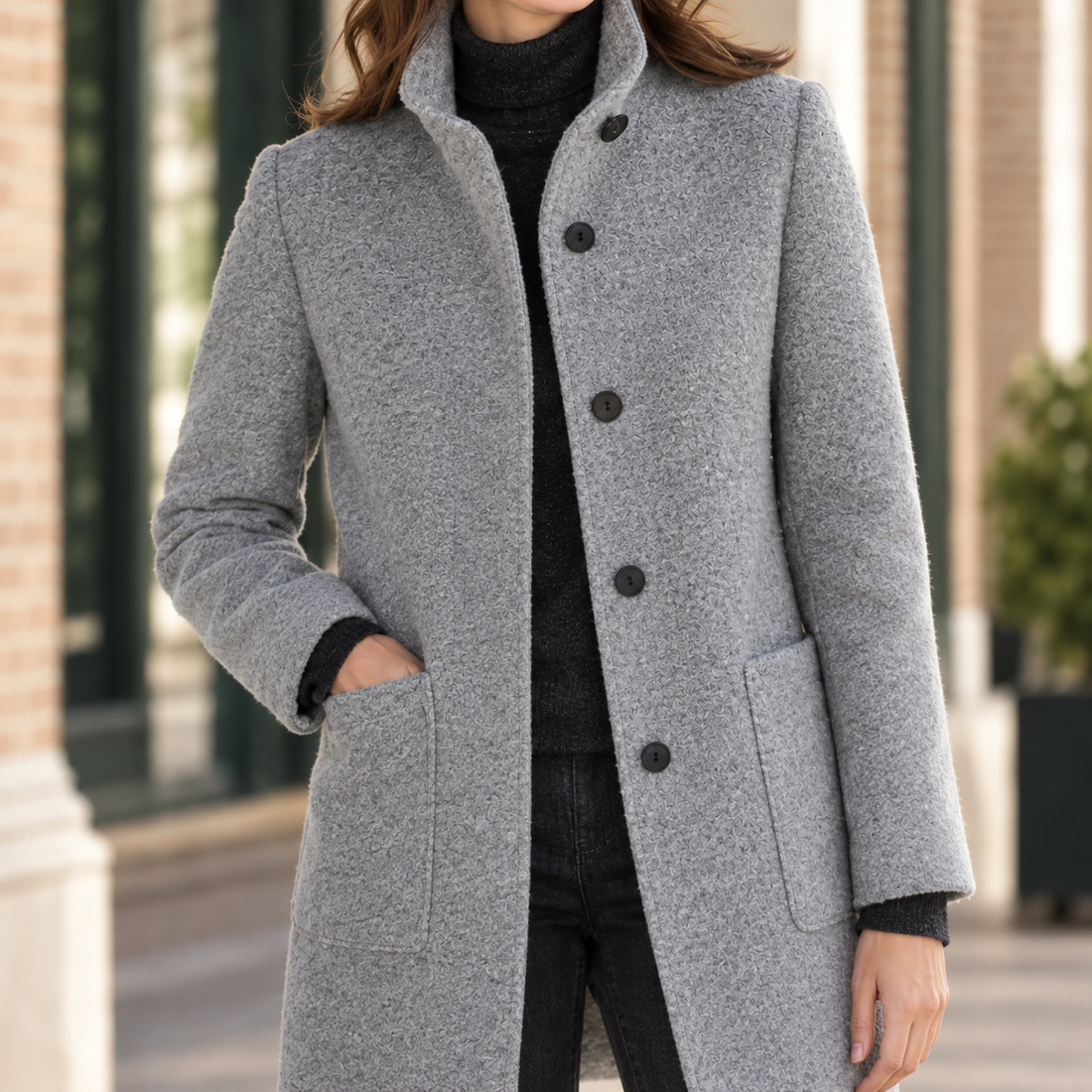 Ashley-Skye Stand Collar Coat - Lead Product Detail