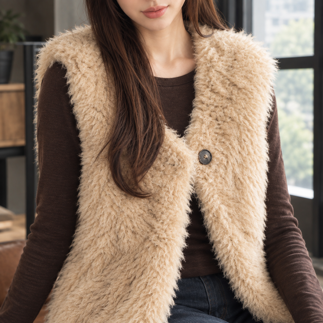 Mallory Faux Fur Vest - Lead Product Detail
