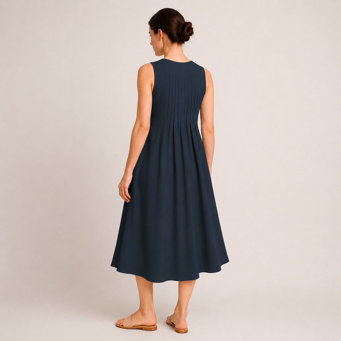 Penelope-Faye Pleated Midi Dress - Lead Alternate View