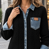 Adrienne-Lane Denim Knit Overshirt - Lead Product Detail