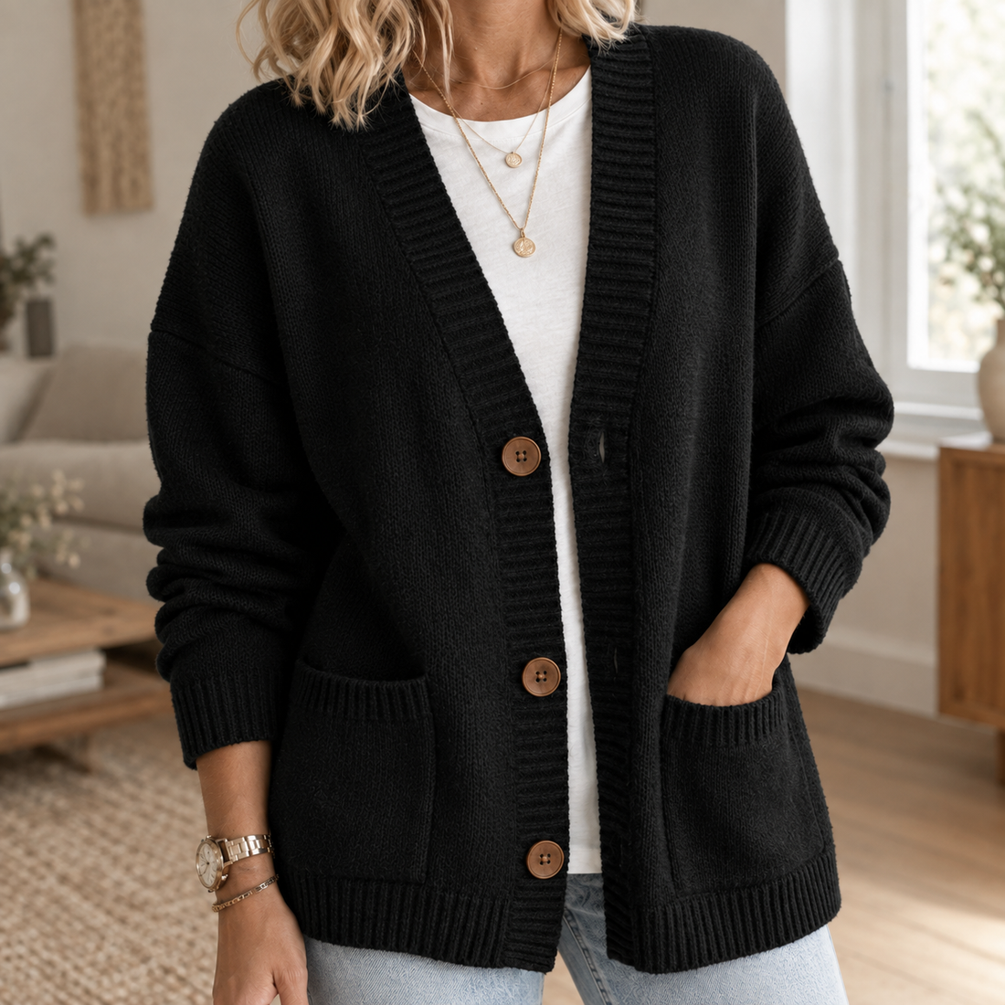 Stephanie-Claire Ribbed Cardigan - Lead Product Detail