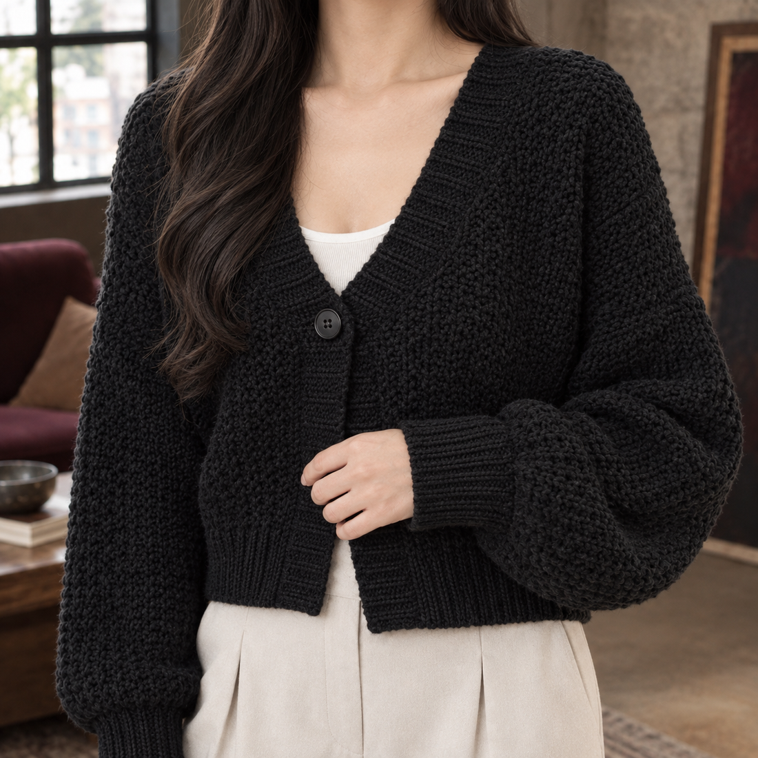 Morwenna-June Chunky Cardigan - Lead Product Detail