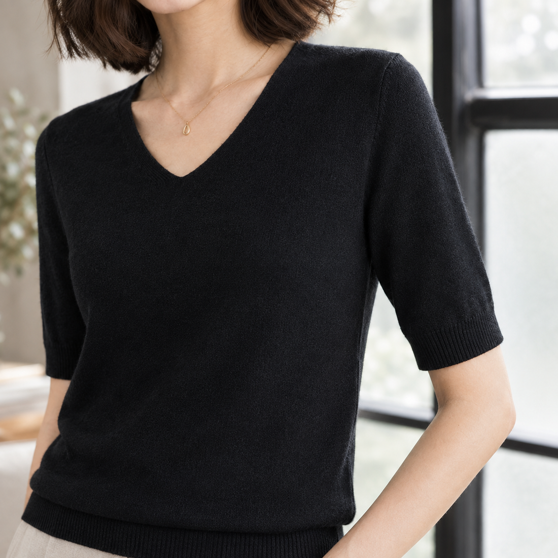Phoebe-June V-Neck Sweater - Lead Product Detail
