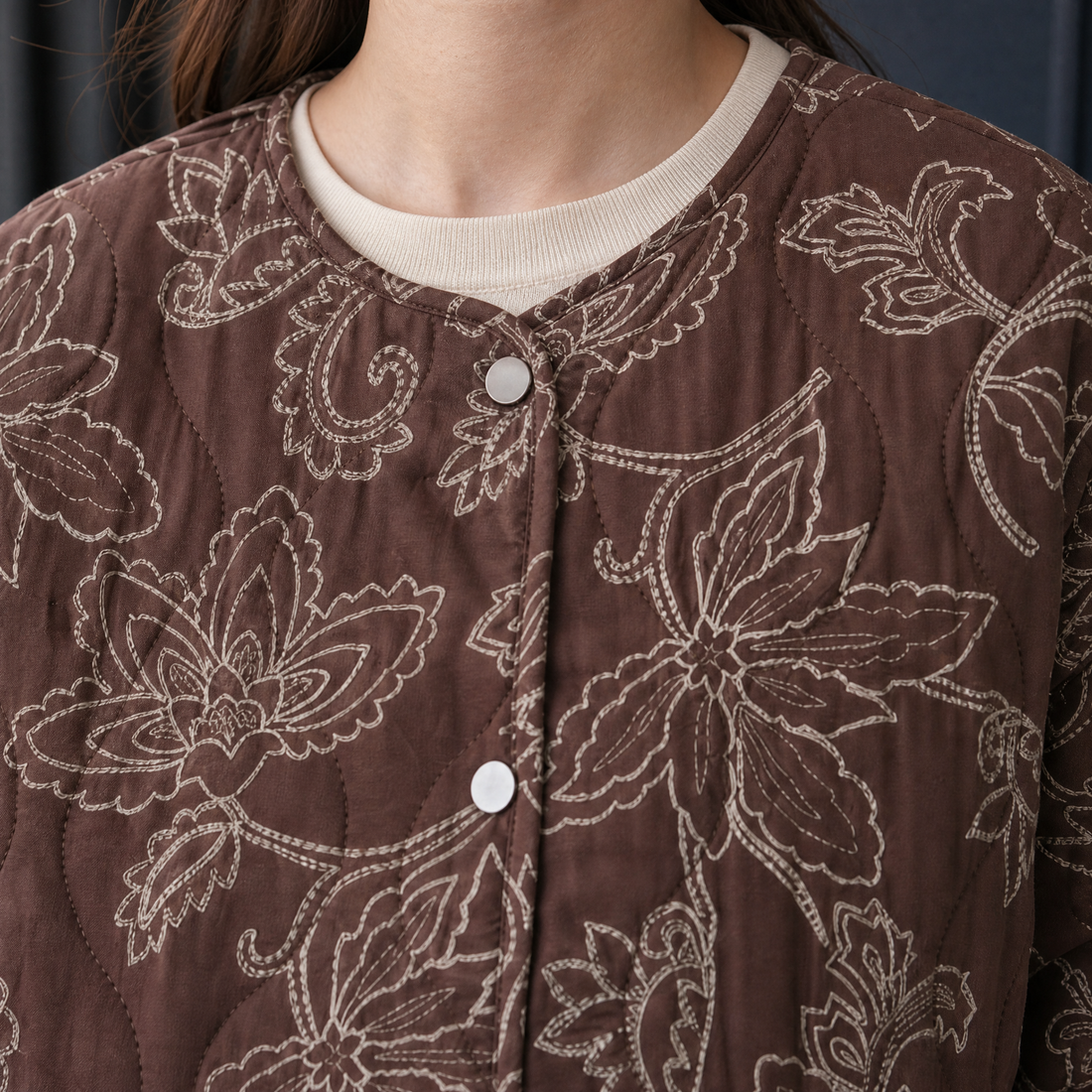 Ameline-Pearl Quilted Jacket - Lead Product Detail