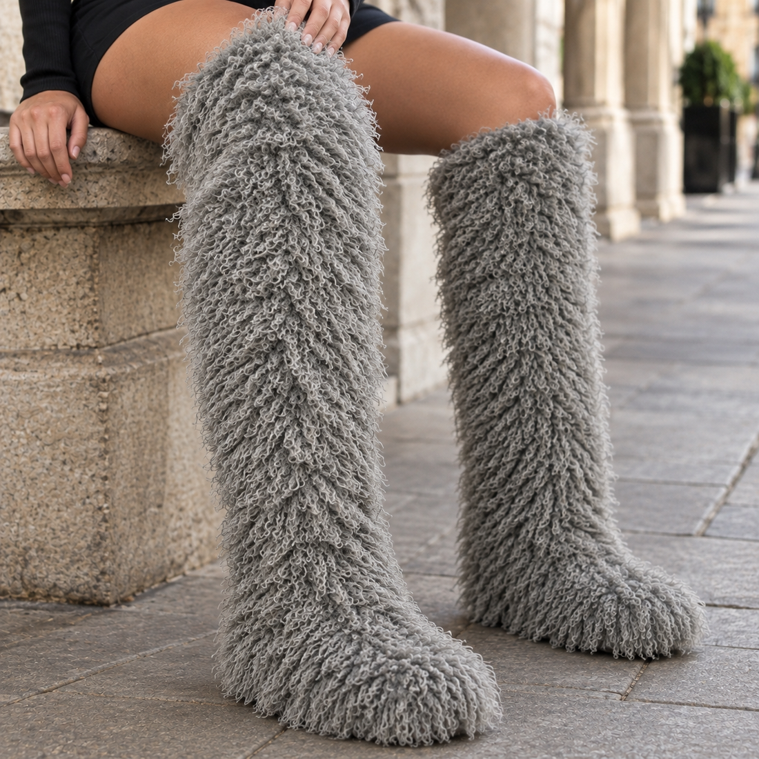 Bembo Shaggy Boots - Lead Product Detail