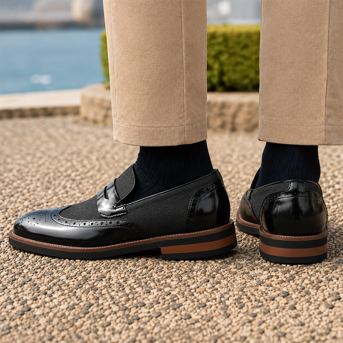 Amadori Leather Penny Loafers - Lead Alternate View