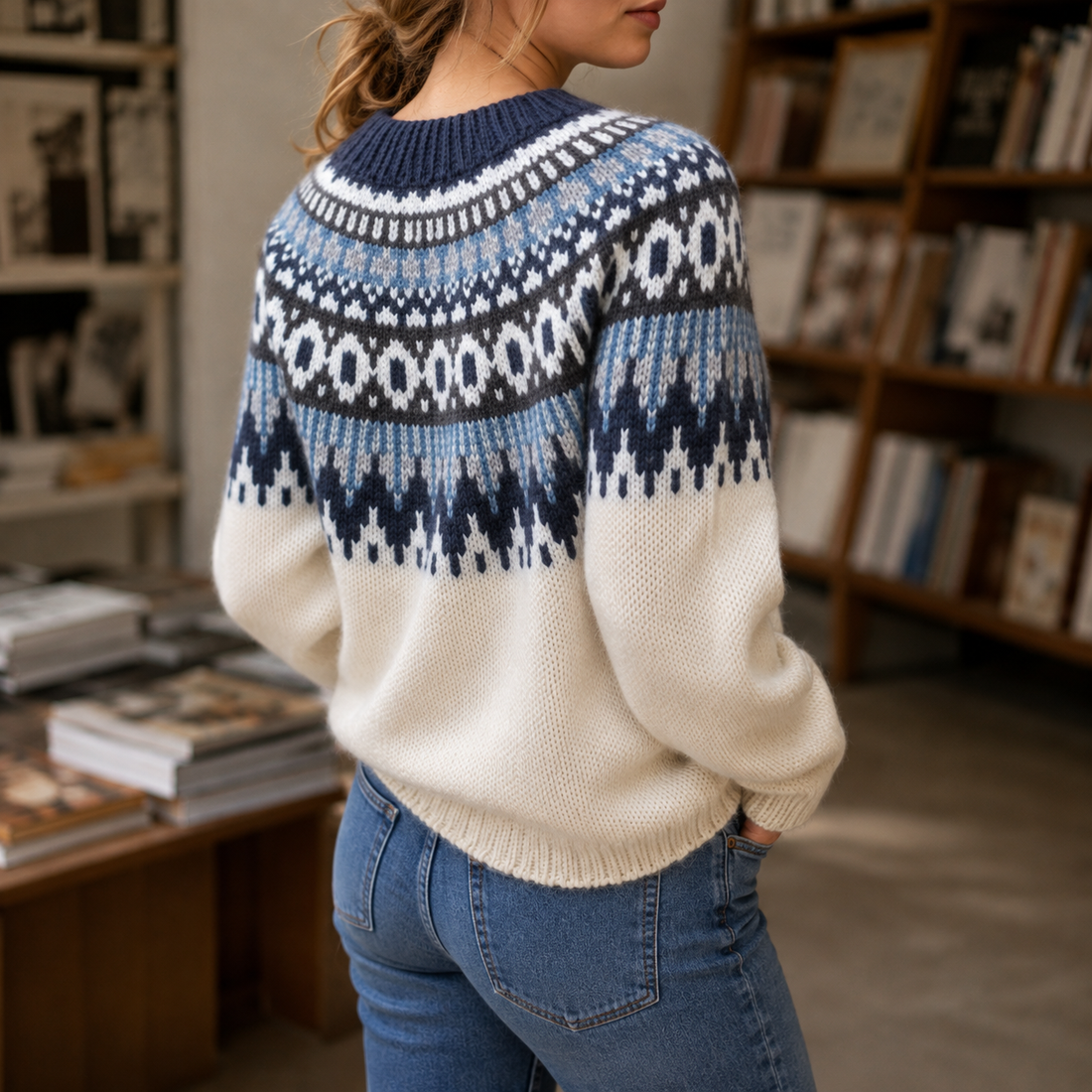 Livia Fair Isle Sweater - Lead Alternate View