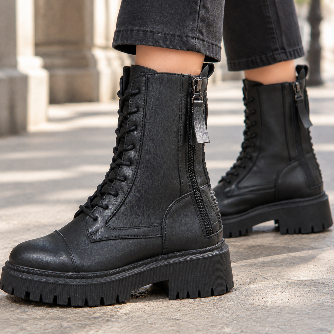 Palladio Lace-Up Boots - Lead Product Detail