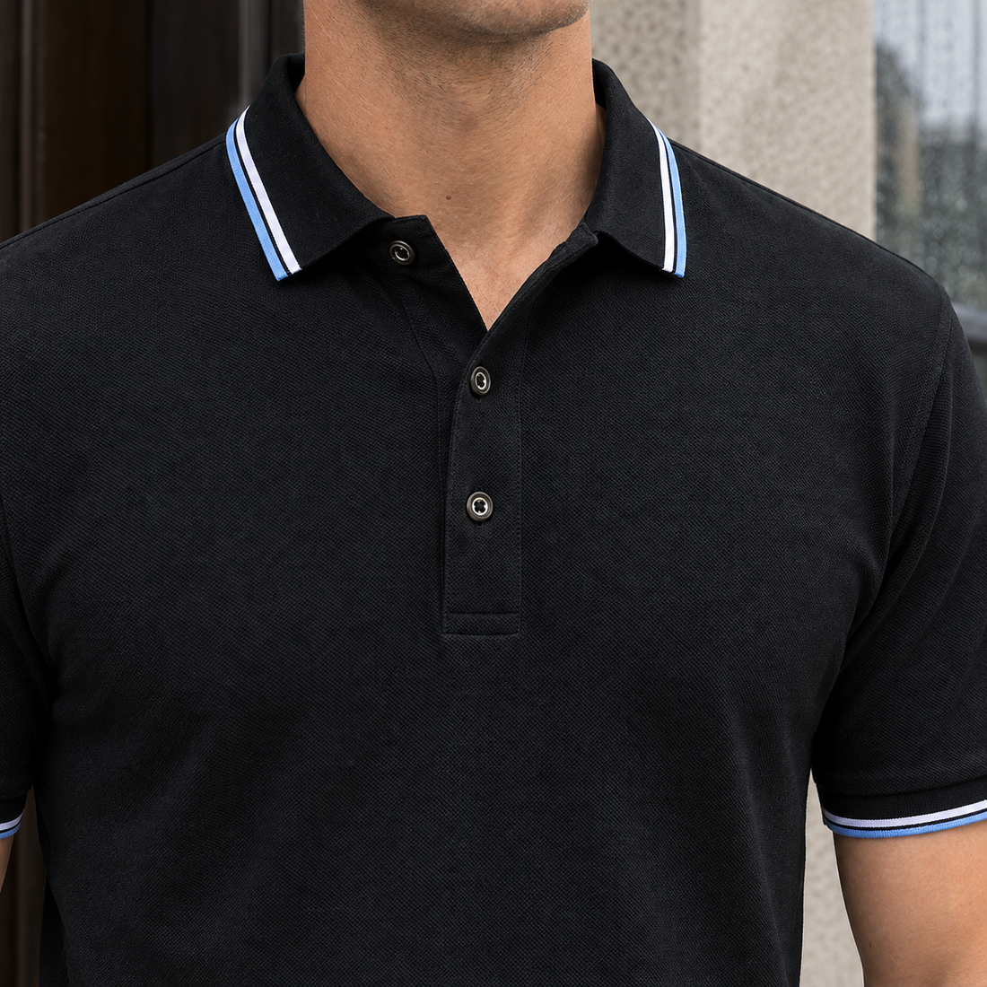 Augustin Tipped Polo Shirt - Lead Product Detail