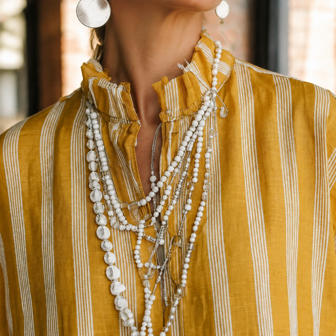 Juliet-Claire Ruffle Neck Blouse - Lead Product Detail