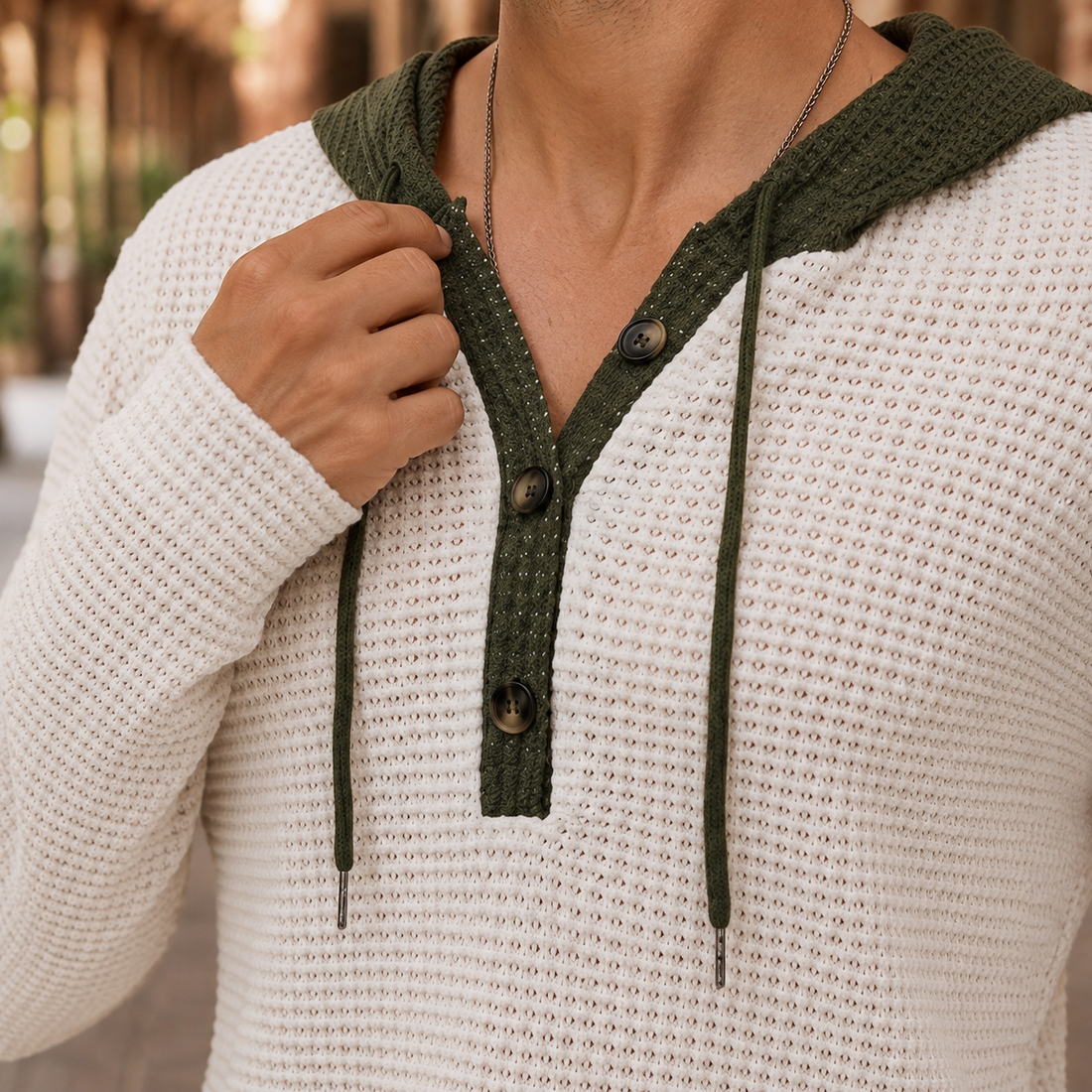 Yannick Waffle Sweater - Lead Product Detail