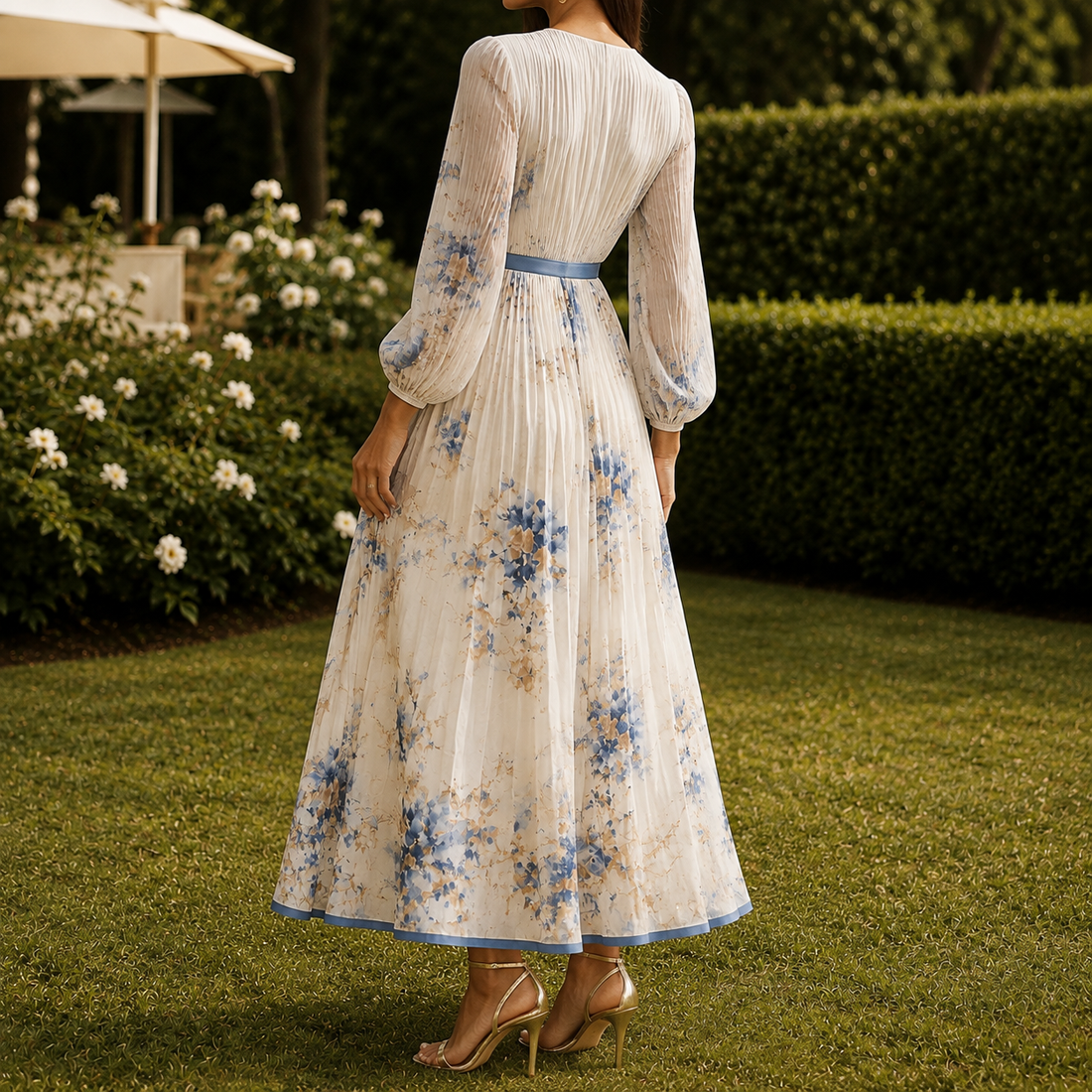 Giselle Pleated Maxi Dress - Lead Alternate View