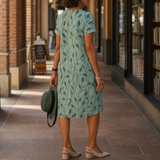 Phoebe Leaf Print Dress - Lead Alternate View
