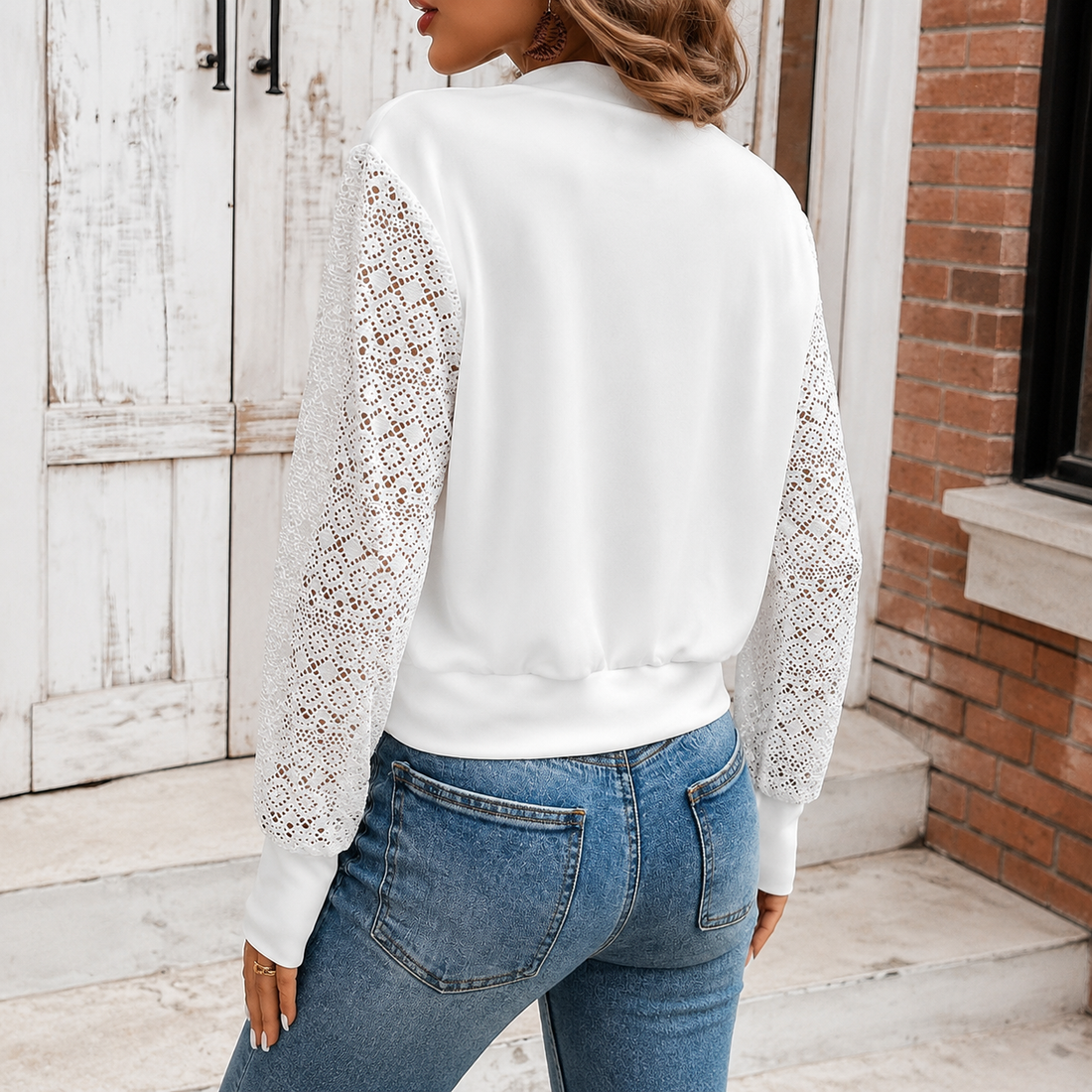 Vera-Hope Crochet Sleeve Jacket - Lead Alternate View