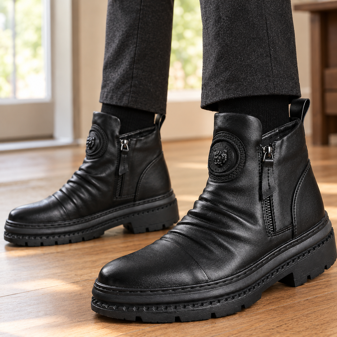 Ostuni Zip Ankle Boots - Lead Product Detail