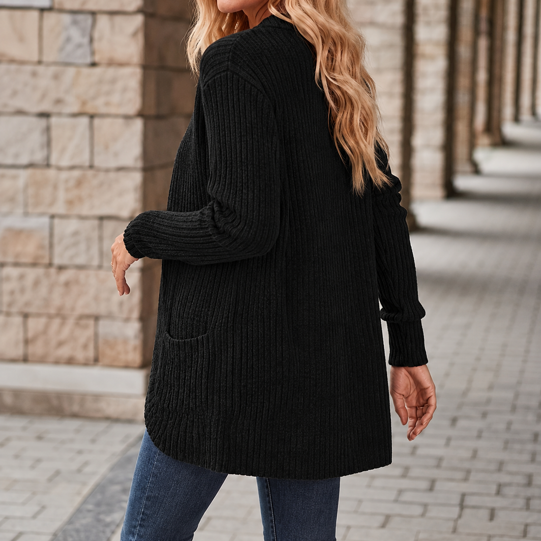 Eva Ribbed Cardigan - Lead Alternate View