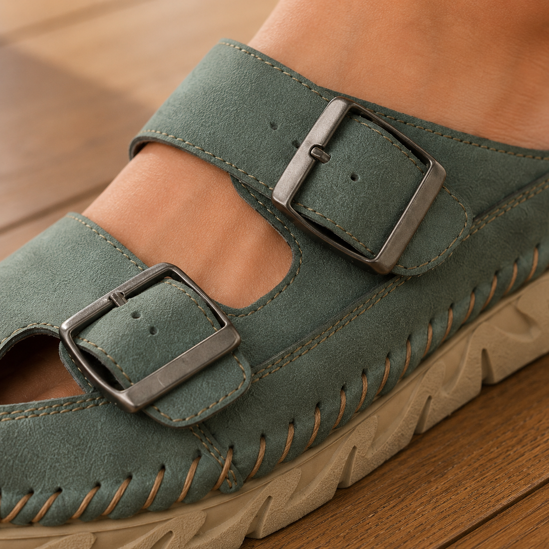 Cervini Buckle Sandals - Lead Product Detail