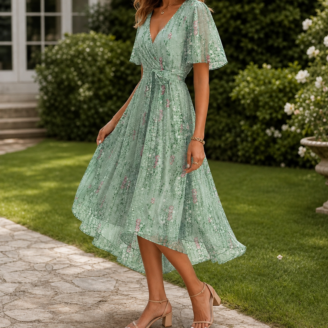 Amelie Wrap Midi Dress - Lead Alternate View