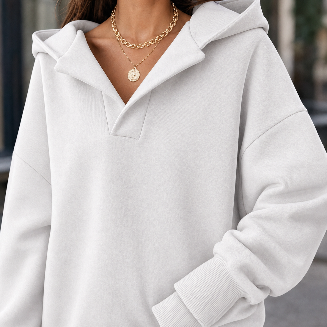 Celeste-Faye Collared Hoodie - Lead Product Detail