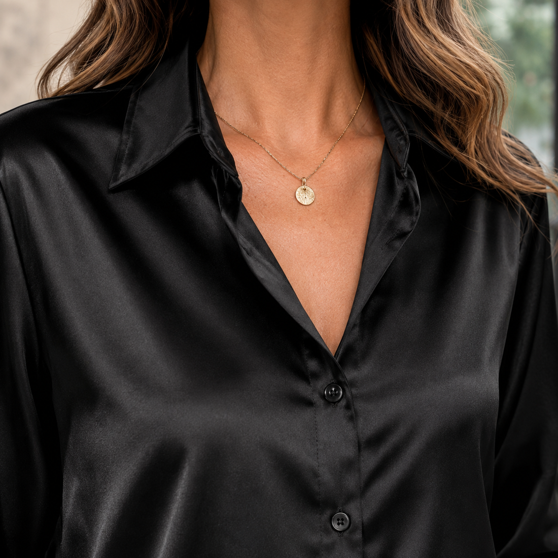 Lucille-Pearl Satin Shirt - Lead Product Detail