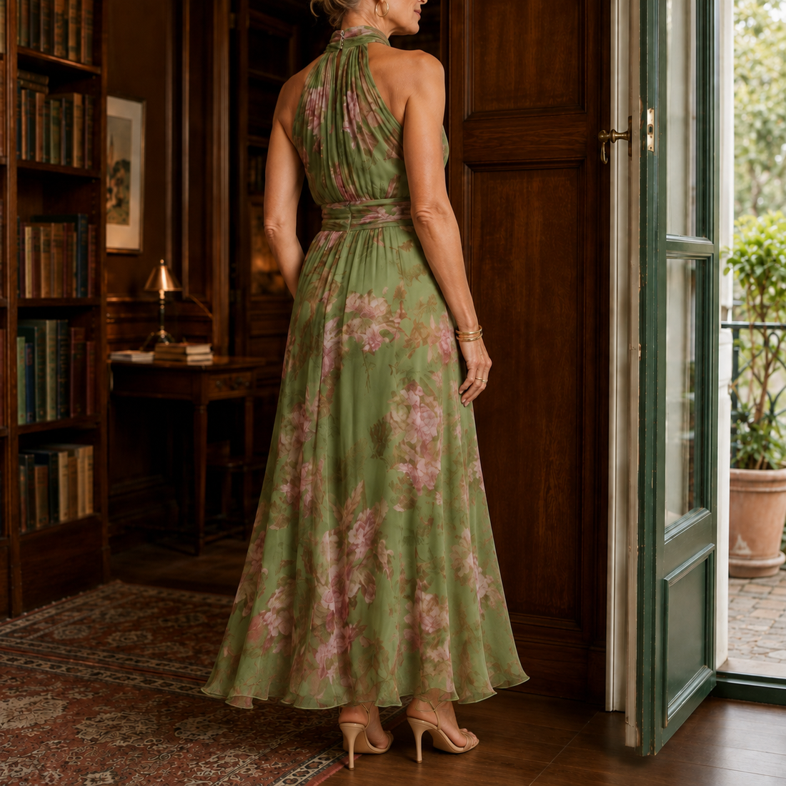 Oriana Halter Maxi Dress - Lead Alternate View
