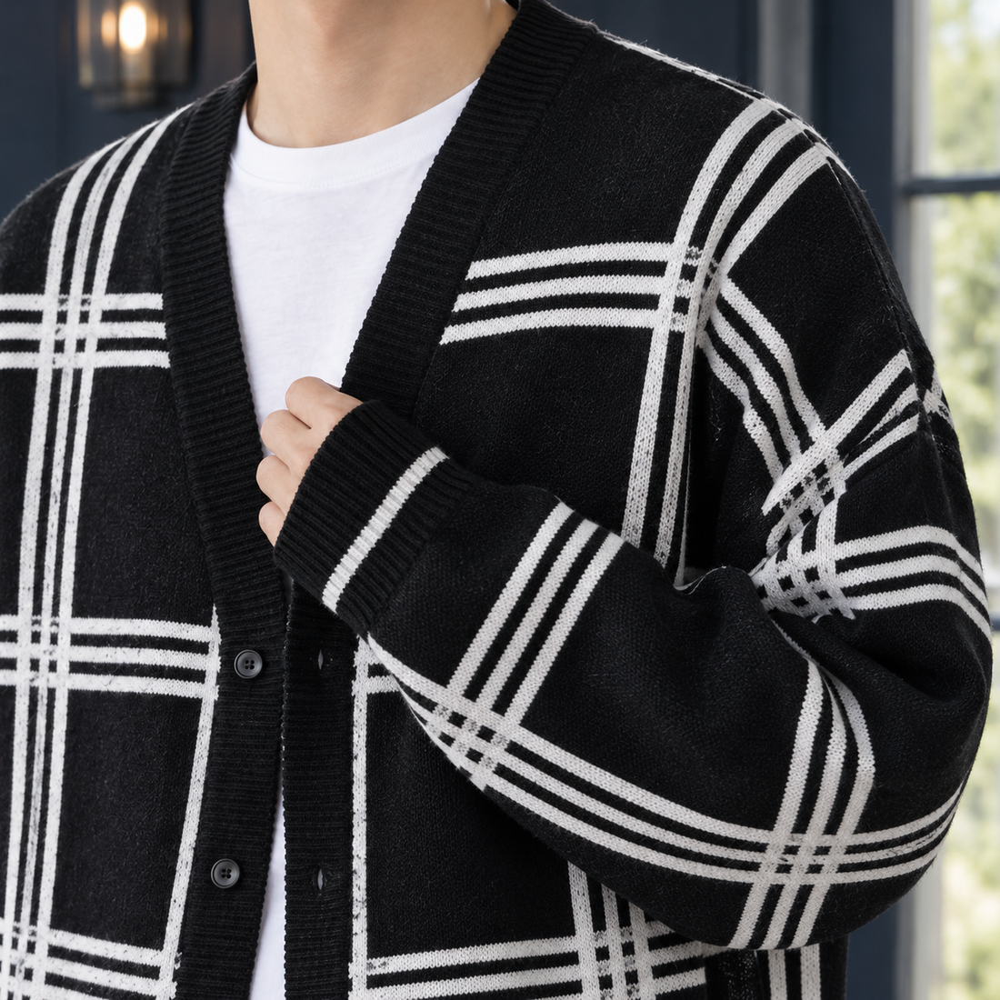 Norbert Plaid Cardigan - Lead Product Detail