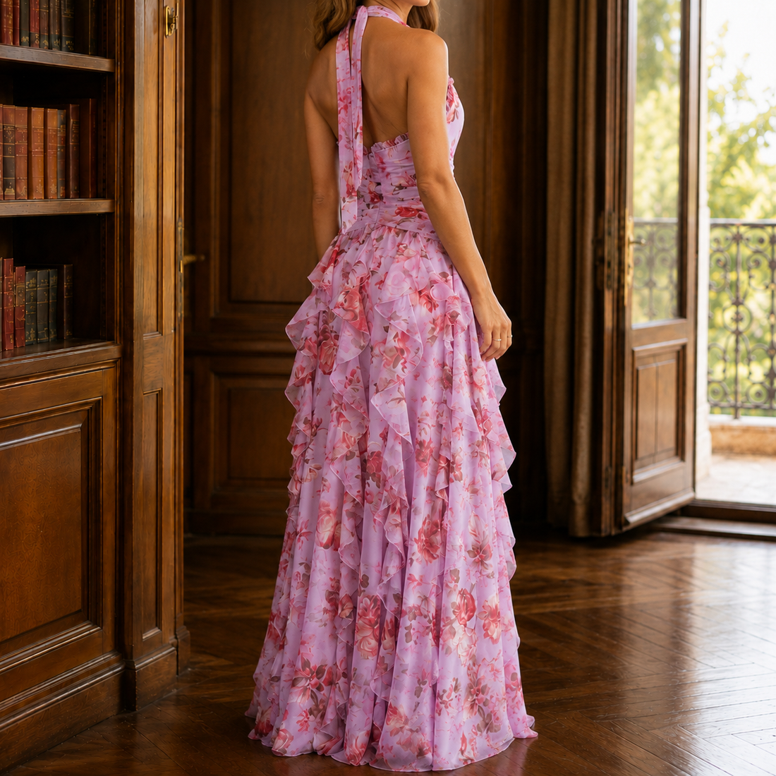 Marlene Ruffle Maxi Dress - Lead Alternate View