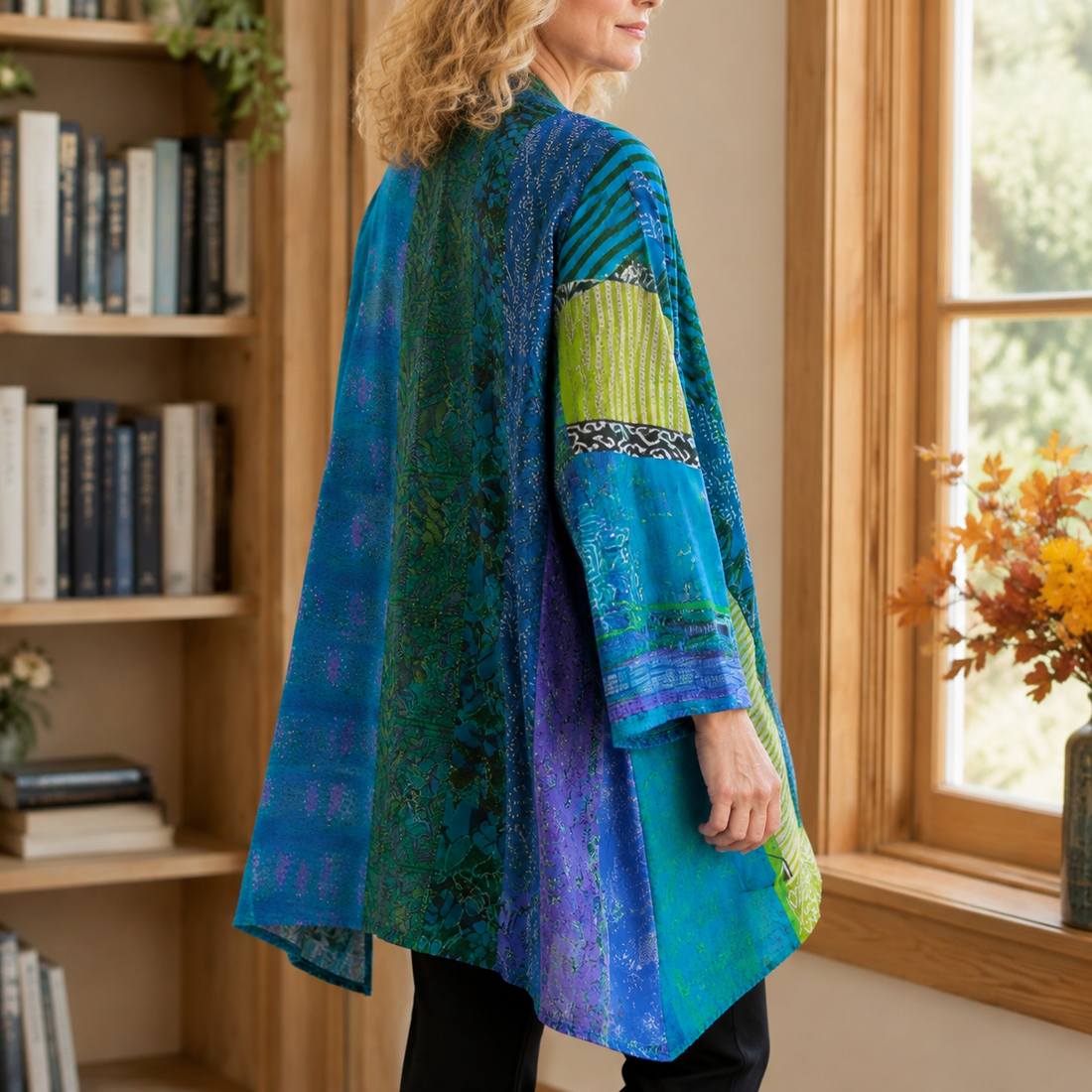 Fenna Patchwork Cardigan - Lead Alternate View