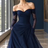 Crystal-Pearl Off-Shoulder Dress - Lead Product Detail